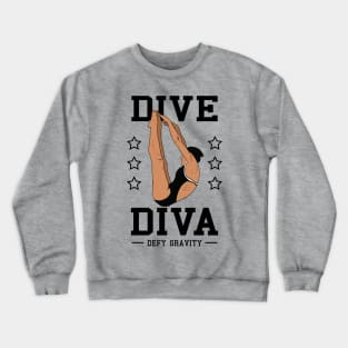 Womens Diving Dive Diva Springboard Platform Diver Crewneck Sweatshirt